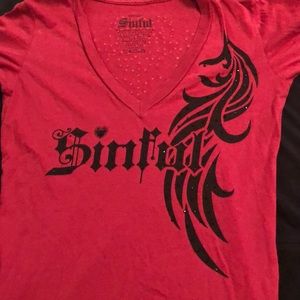 Sinful Red V-Neck T-Shirt